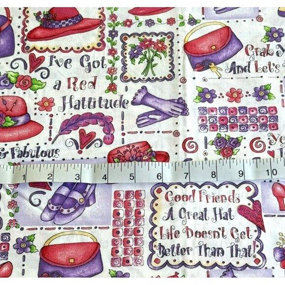VTG Dianna Marcum Marcus Brothers Red Hat Society Fabric BTY OOP 2005 - Picture 2 of 4